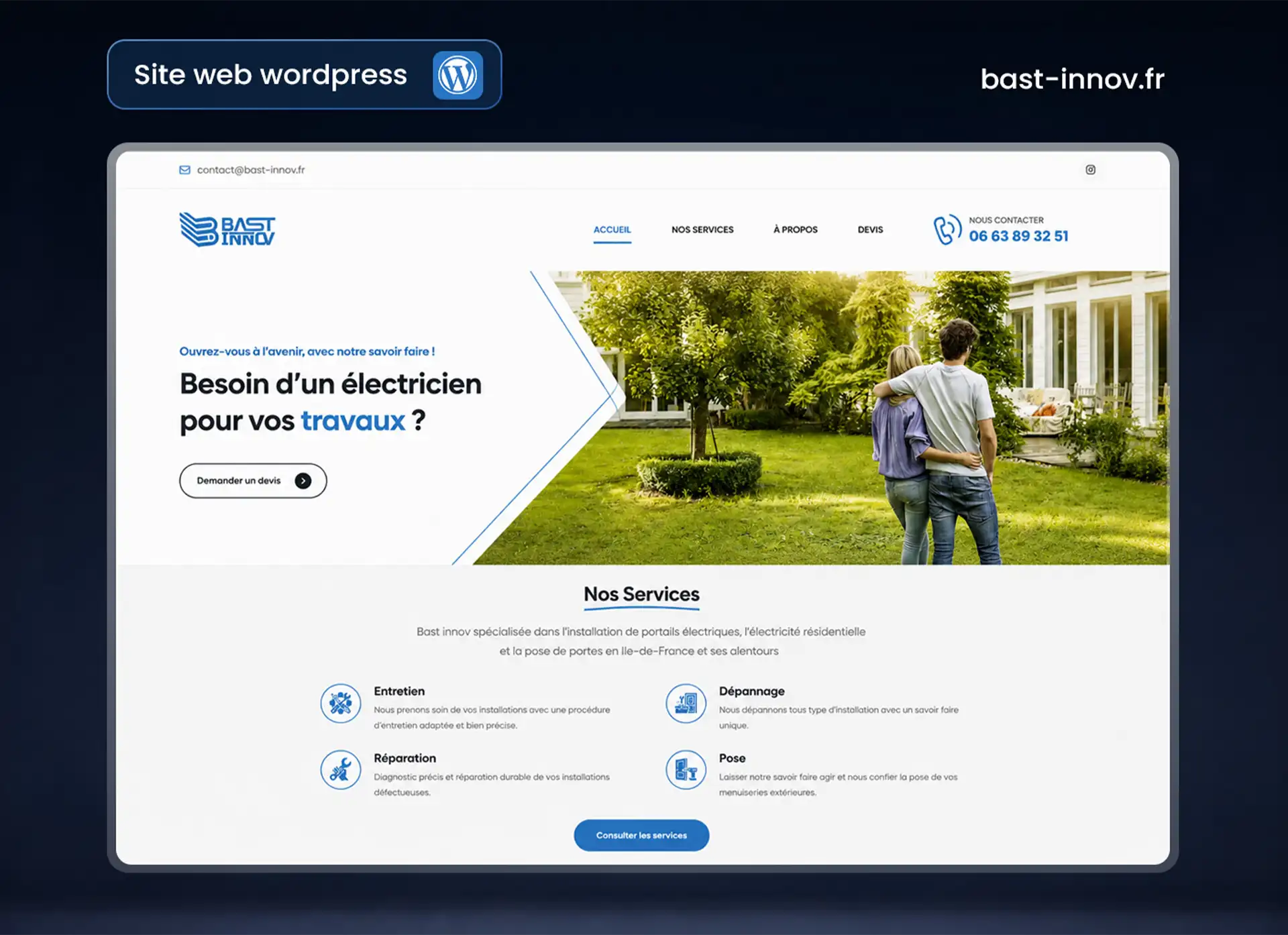 Site WordPress créé par BleanLab pour Bast Innov