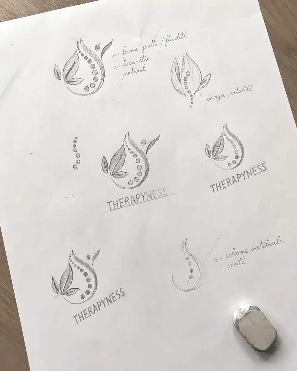 Croquis et esquisses du logo Therapyness